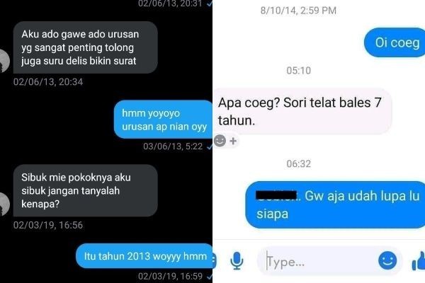 Jawabannya Kocak Banget! 10 Chat Baru Dibalas Bertahun-tahun Kemudian