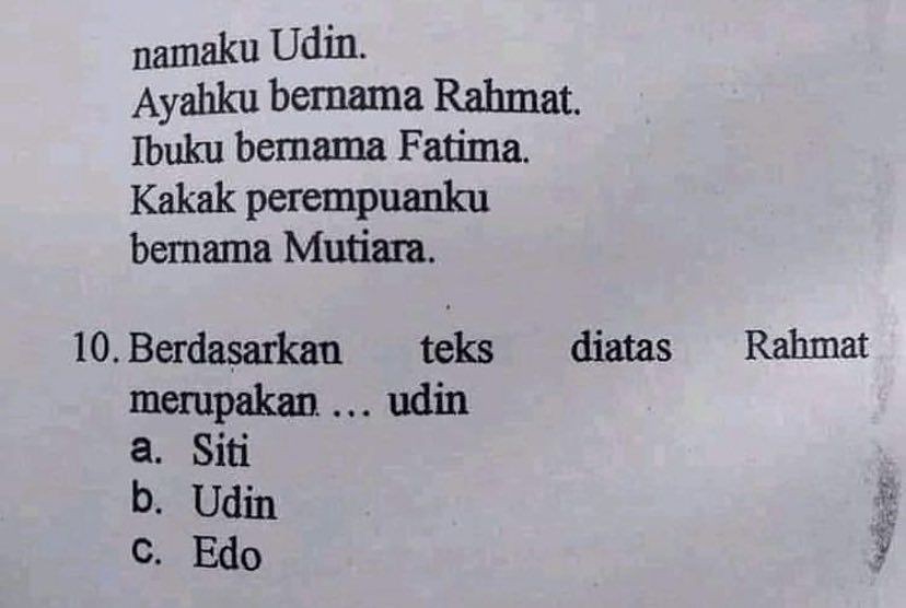 10 Potret Jawaban Nyeleneh di Soal Bahasa Indonesia, Ngawur Pol!
