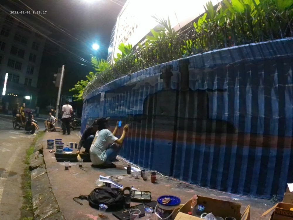Anak Medan Bikin Mural KRI Nanggala-402 untuk Hormati Para Korban