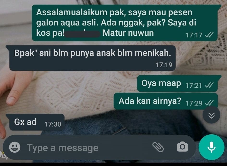 Siap Ngakak ya! Ini Deretan Chat Kocak dengan Tukang Galon