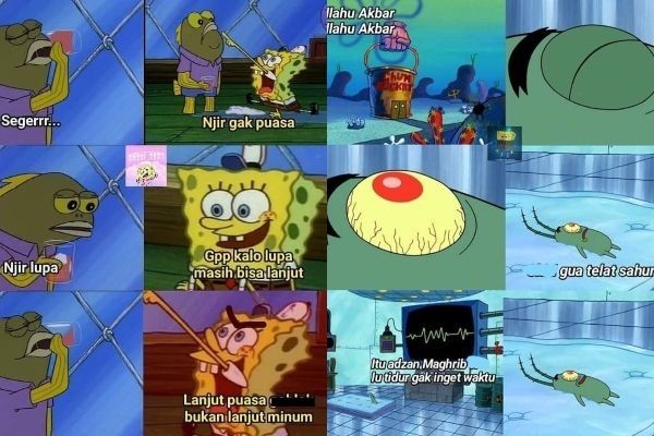 Ngakak! 10 Meme SpongeBob dan Warga Bikini Bottom saat Ramadan