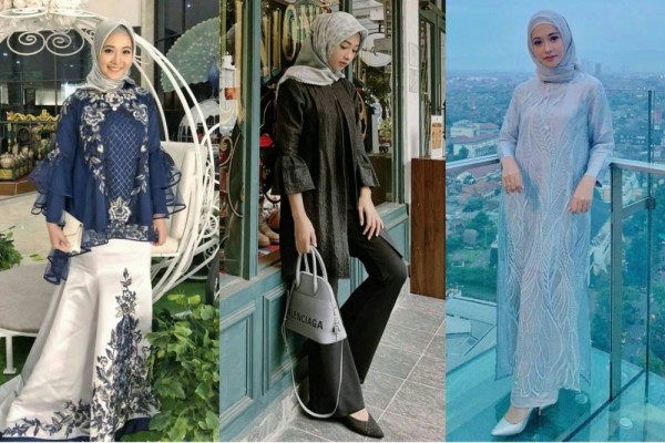 9 OOTD Hijab ke Kondangan ala Poppy Bunga, Tampil Semanis Kembang