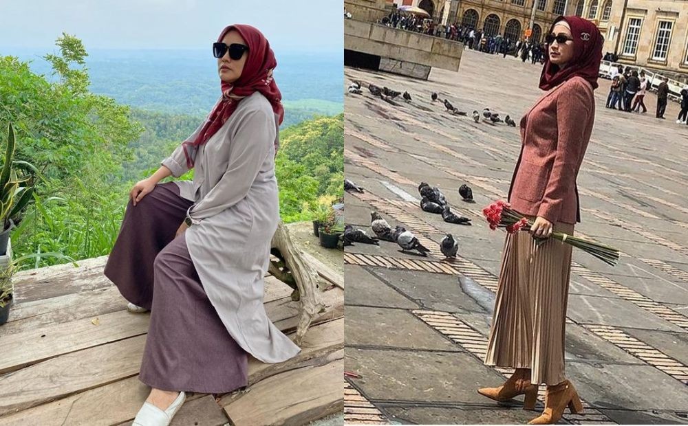 10 Adu Gaya Hijab Desy Ratnasari Vs Elma Theana, Kekinian!