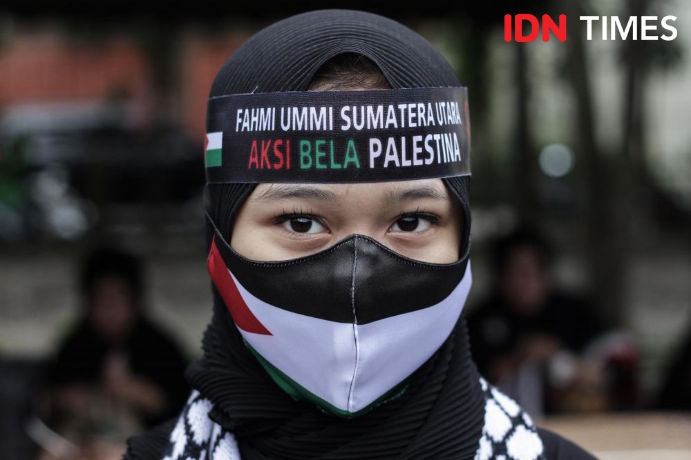 Aksi Bela Palestina, Massa di Medan Injak-injak Bendera Israel