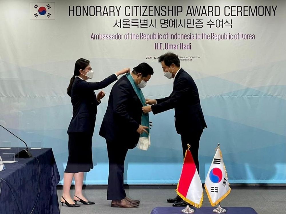 Dubes RI di Korsel Umar Hadi Dianugerahi Warga Kehormatan Kota Seoul