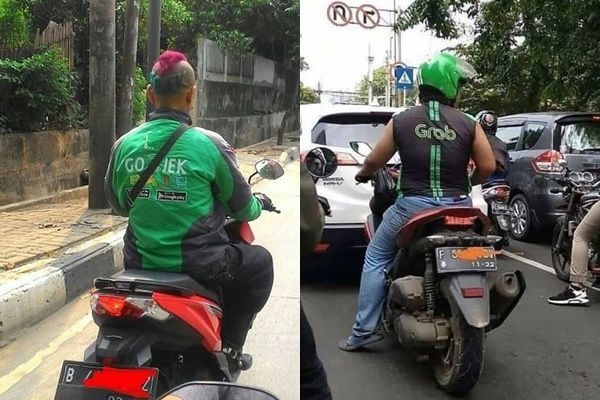 10 Potret Outfit dan Gaya Rambut Driver Ojek Online Ini Nyentrik Abis
