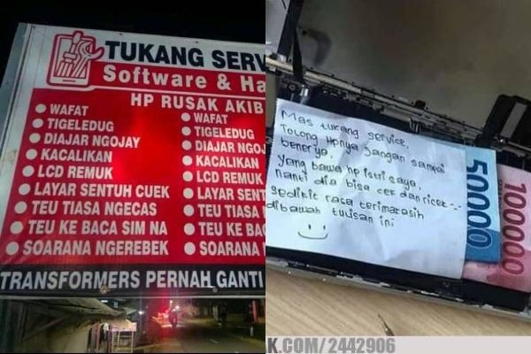 Ngelawak Abis! 10 Potret Spanduk Promosi Tukang Servis HP