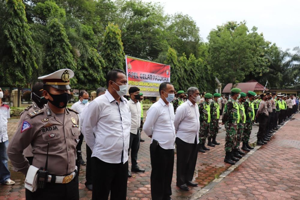 Polres Langkat Gelar Pasukan untuk Laksanakan PPKM Darurat