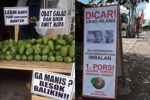 Bikin Greget! 12 Tulisan Kocak Promo Jualan Pedagang Indonesia