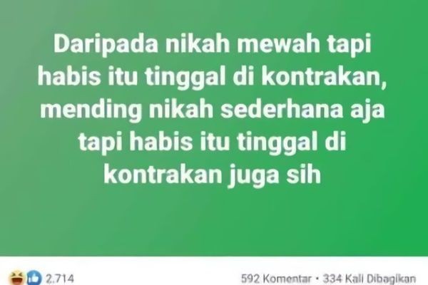 10 Status Facebook Kocak tentang Pernikahan Ini Gak Ada Faedahnya