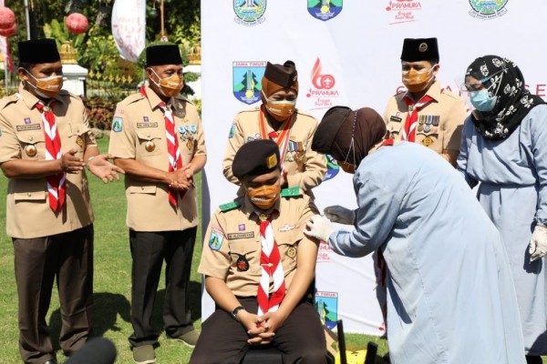 Ulang Tahun, Pramuka Kwarda Jatim Bikin Vaksinasi di 60 Titik