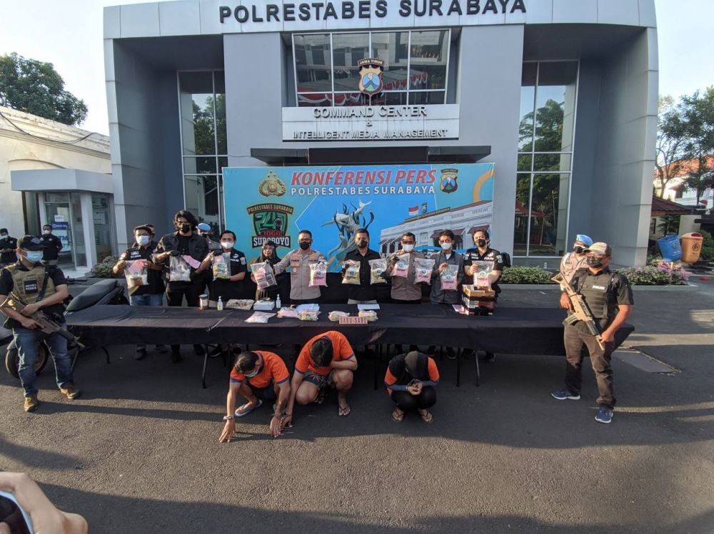 Tiga Kurir Sabu Diringkus Polrestabes Surabaya, 150 Ribu Jiwa Selamat