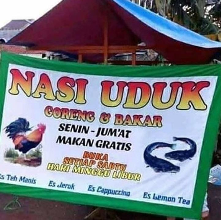 10 Potret Lucu Spanduk Warung Nasi Ini Bikin Ngakak