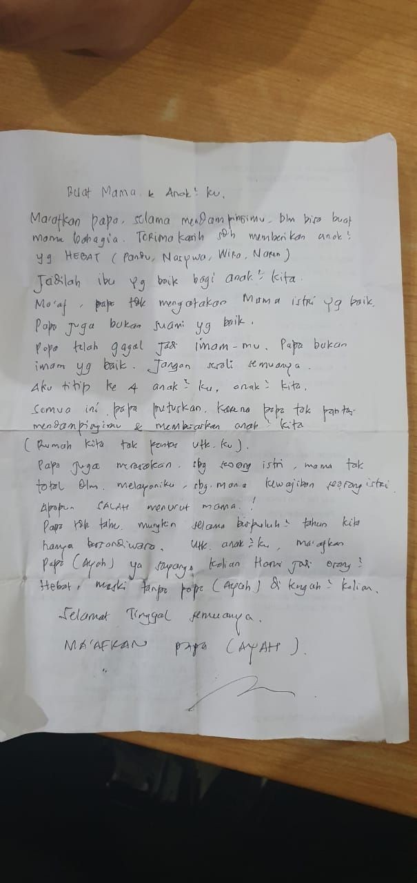 Isi Surat Wasiat Korban Dugaan Bunuh Diri di Suramadu, Menyayat Hati!