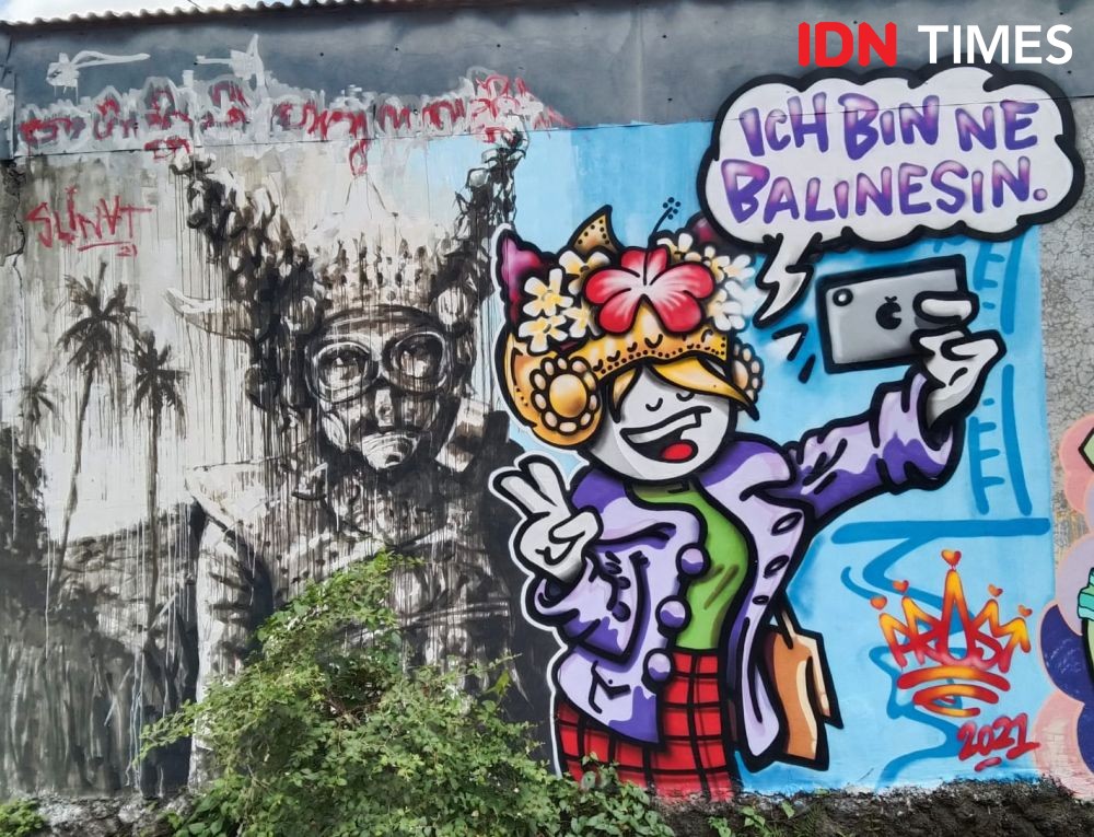 7 Potret Mural di Badung Bali, Ada Tuan Corona Berdasi Lho!