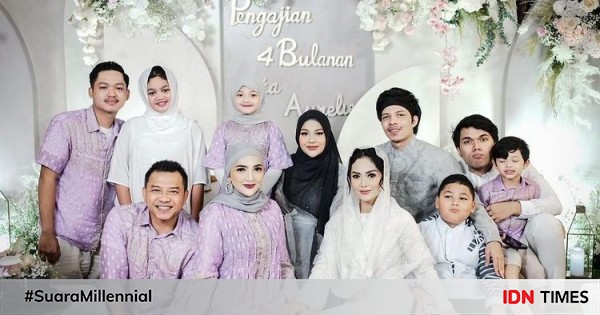 10 Potret Pengajian Empat Bulanan Kehamilan Aurel Hermansyah