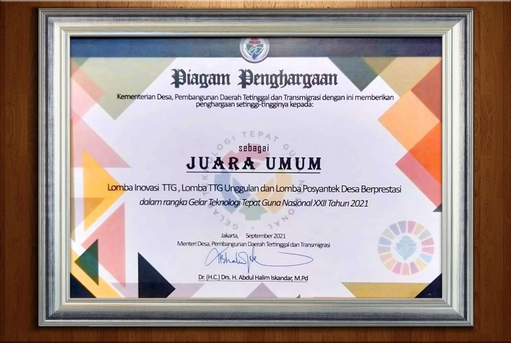 Pemprov Lampung Sabet Juara Umum Teknologi Tepat Guna Nasional 2021