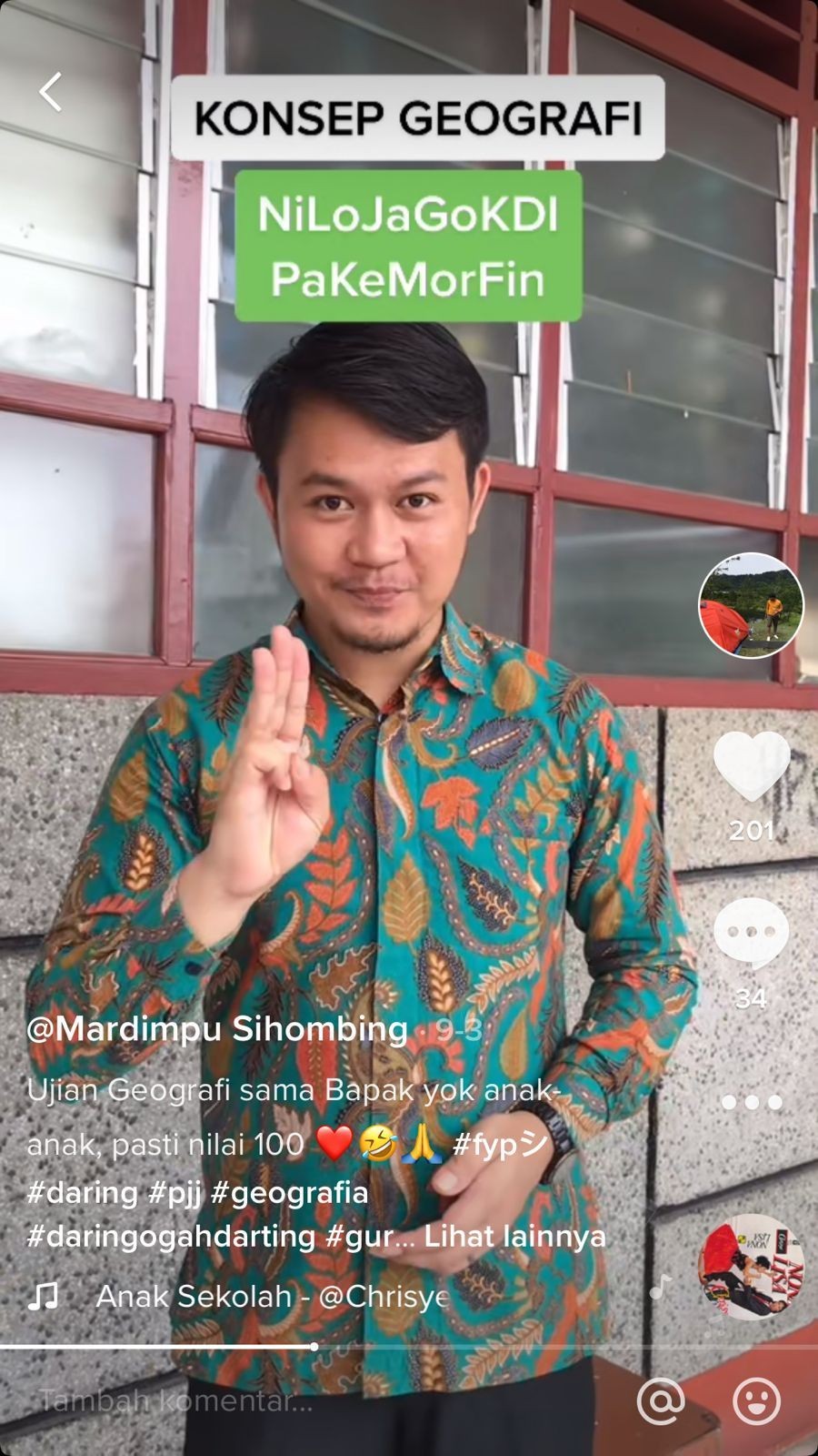 Cerita Mardimpu Sihombing, Mengajar Geografi dengan Aplikasi Tiktok