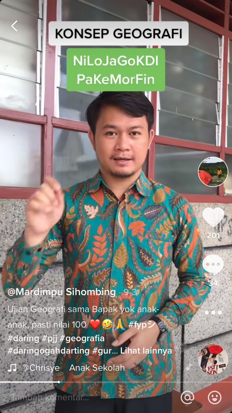 Cerita Mardimpu Sihombing, Mengajar Geografi dengan Aplikasi Tiktok
