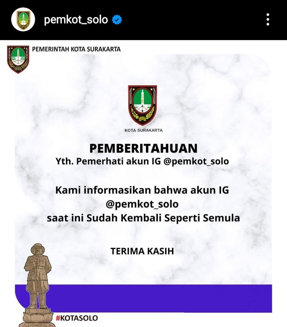 Akun IG Pemkot Solo Diretas 2 Kali 24 Jam, Gibran Gak Mau Lapor Polisi