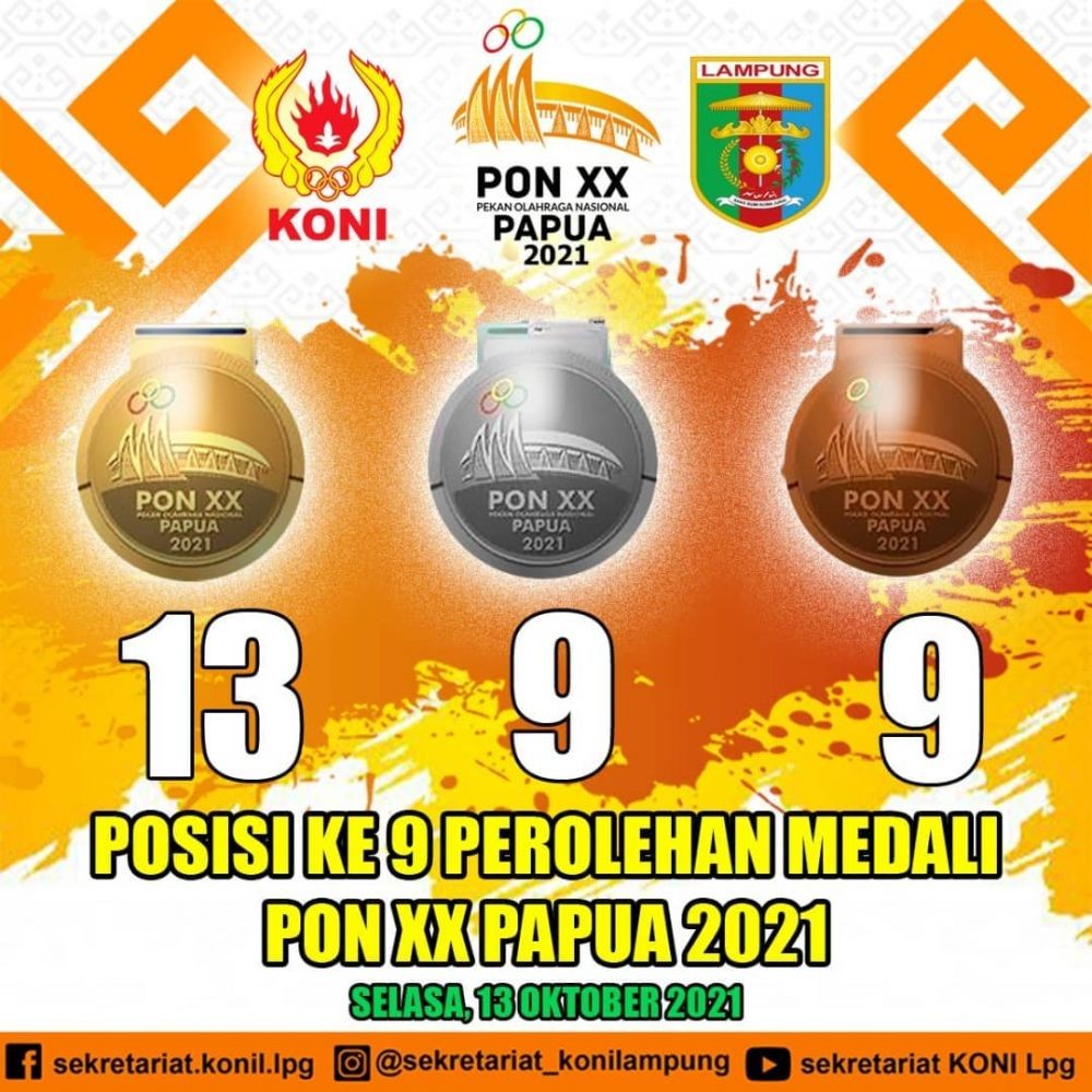 Hore! Kontingen PON Lampung Raih 8 Medali Hari Ini