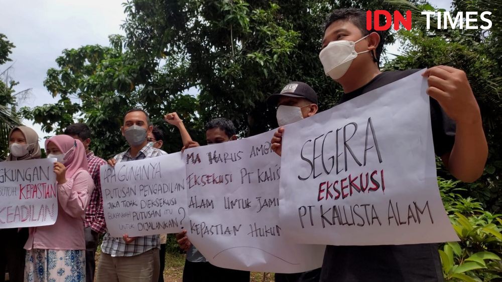 Eksekusi PT Kalista Alam Mandek, Warga Mengadu ke KLHK di Jakarta