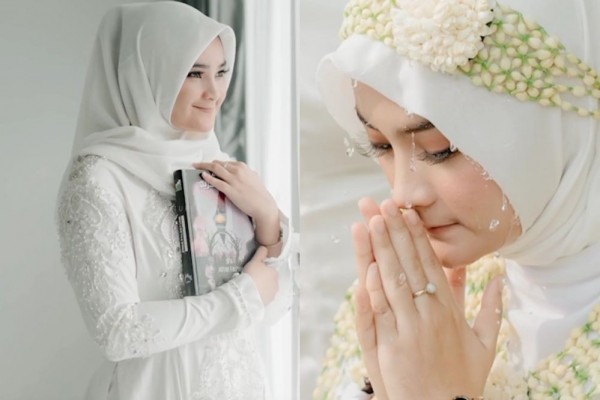 9 Baju dan Makeup Pengajian Calon Istri Ridho D'Academy, Serba Putih