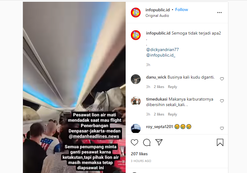 Pesawat Lion Air dari Bali Tujuan Jakarta Bermasalah, Penumpang Panik