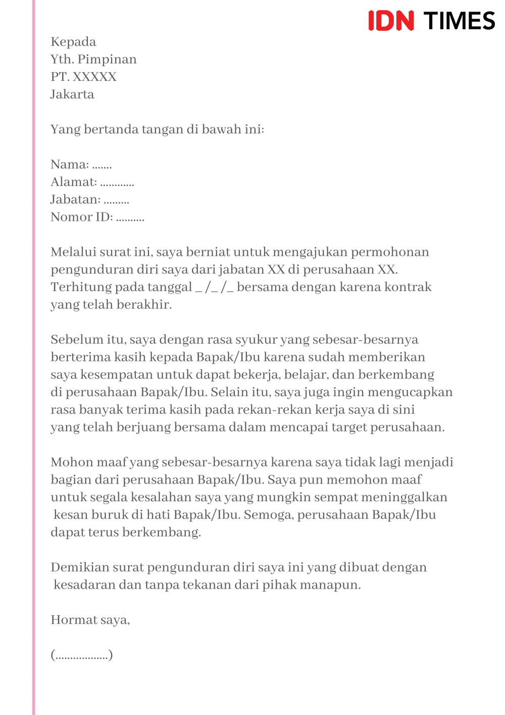 12 Contoh Surat Resign Yang Baik Dan Profesional