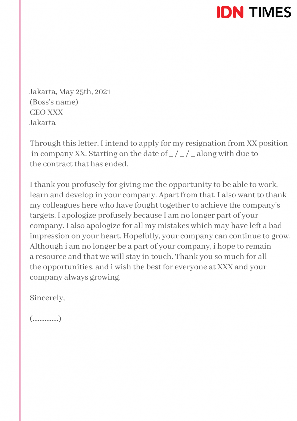 Contoh Surat Resignation Letter Me Example Of Resign - vrogue.co