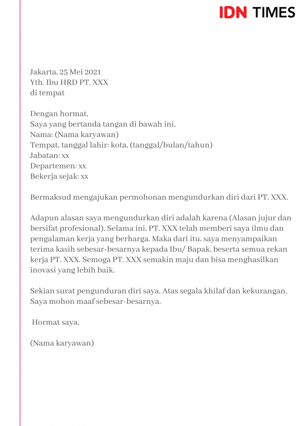 12 Contoh Surat Resign Yang Baik Dan Profesional