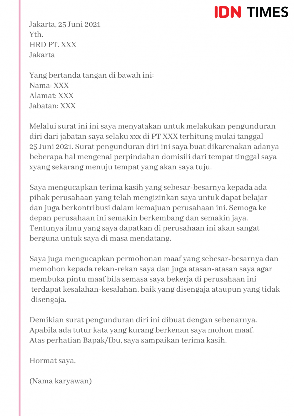 12 Contoh Surat Resign Yang Baik Dan Profesional