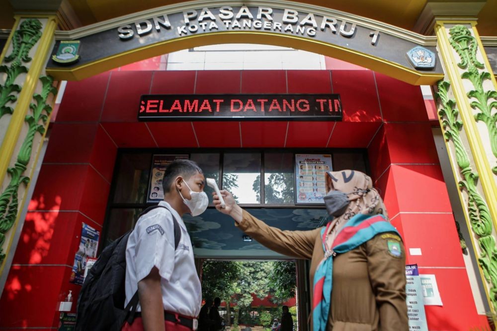 Potret PTM Siswa SD di Kota Tangerang, Disiplin Prokes ya Dik!