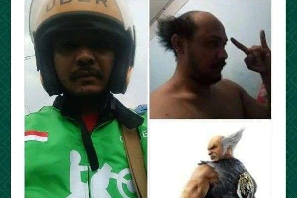 10 Potret Driver Ojek Online Cosplay Waktu Narik, Ngakak!