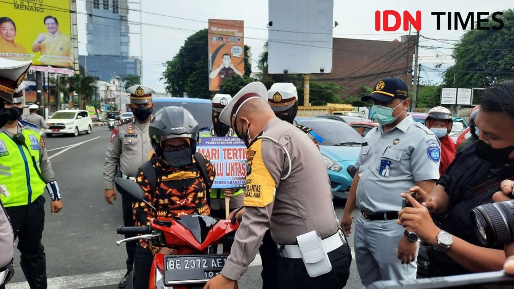 Ops Zebra Krakatau, Satlantas Bandar Lampung Terapkan Kanalisasi Jalan