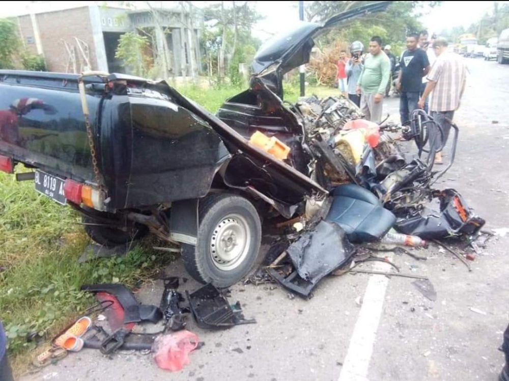 Bus JRG Tabrak Pikap, Dua Meninggal Dunia dan Enam Luka-luka