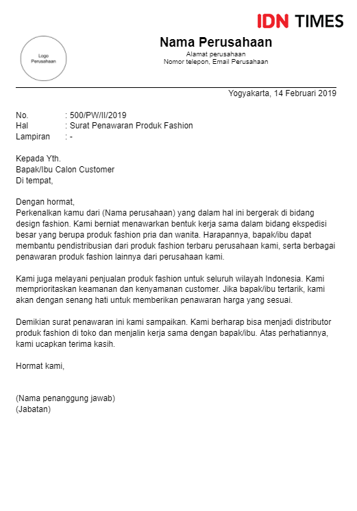 7 Contoh Surat Penawaran Barang Yang Baik Dan Benar 