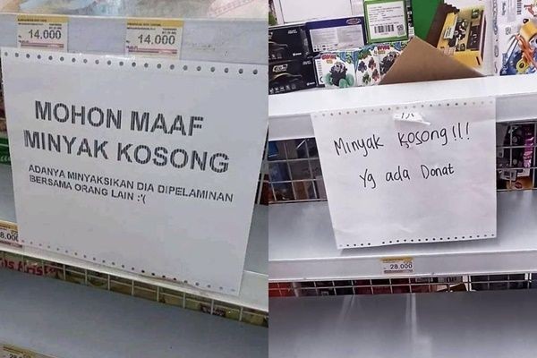 Lagi Langka, 9 Tulisan Stok Minyak Goreng Kosong Ini Bikin Nyengir