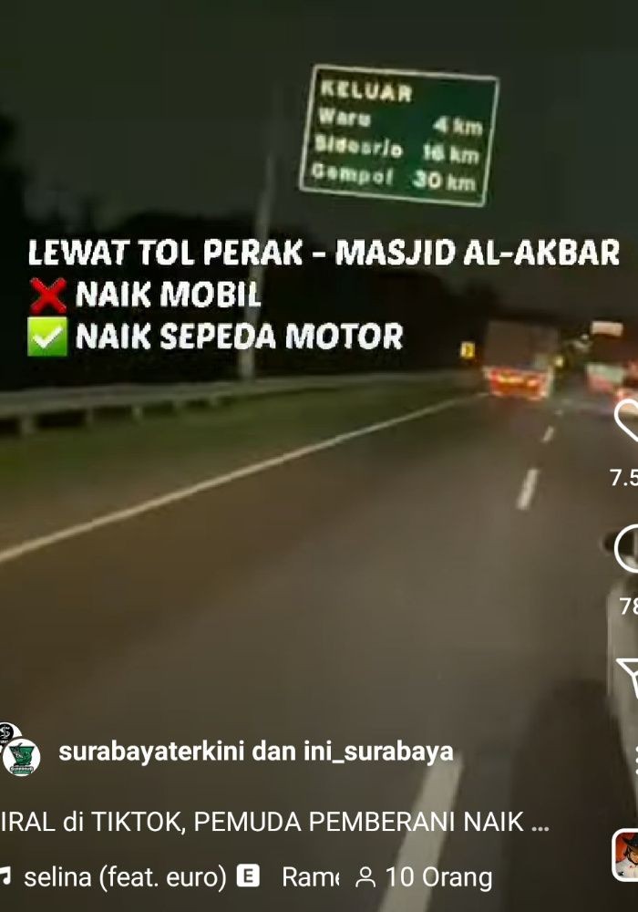 Polisi Buru Pemotor Bikin Konten di Tol Surabaya