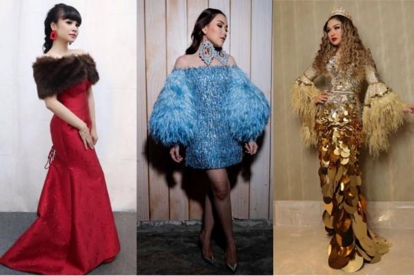 9 Inspirasi Dress dengan Detail Bulu Tampil Memikat