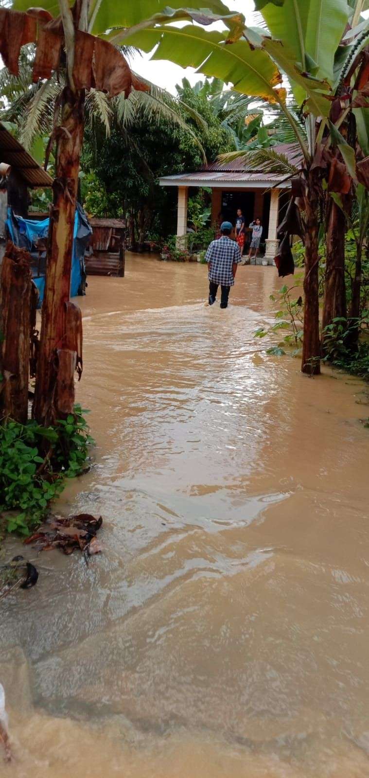 Air Sungai Meluap, Ratusan Rumah Di Langkat Dilanda Banjir