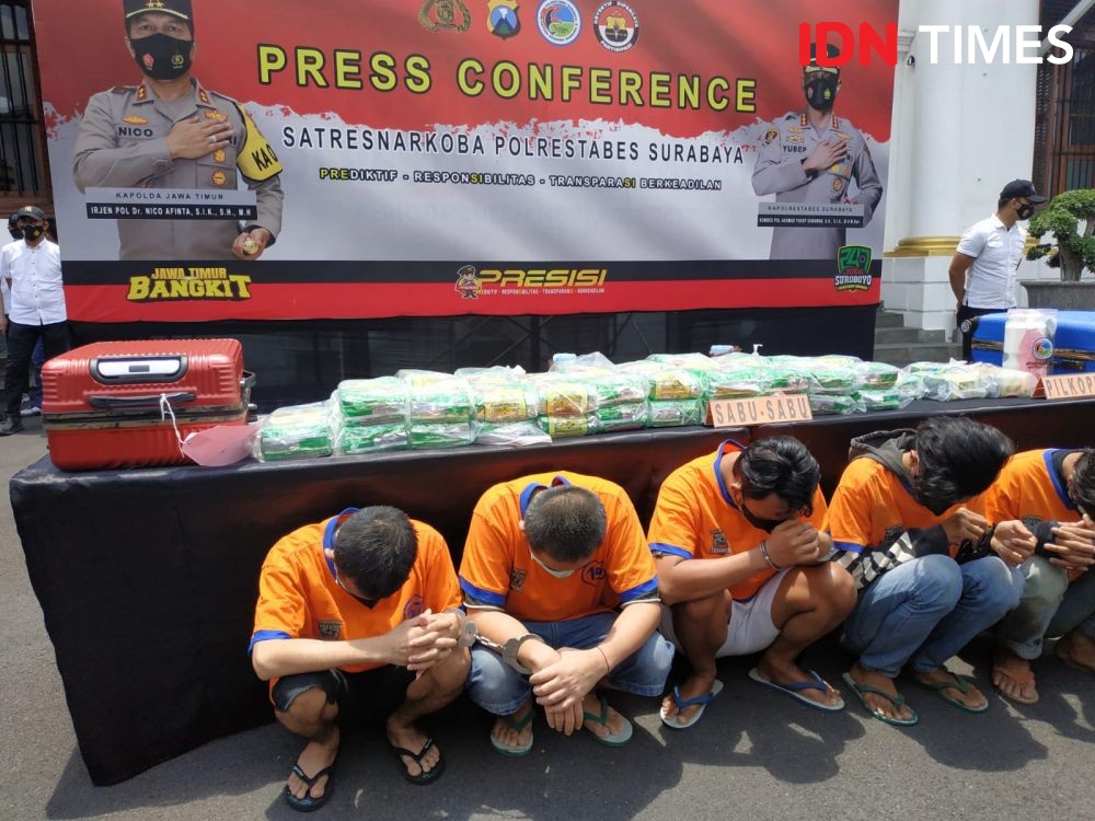 Polrestabes Surabaya Bekuk 5 Kurir, Sita 45 Kg Sabu