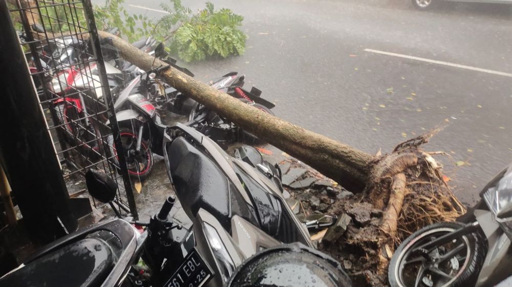Akibat Angin Kencang, Mobil di Kediri Tertimpa Baliho