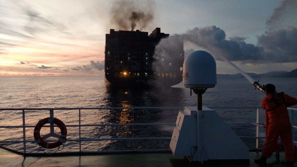 Berlayar dari Arab Saudi, Kapal Kargo Terbakar di Perairan Sabang