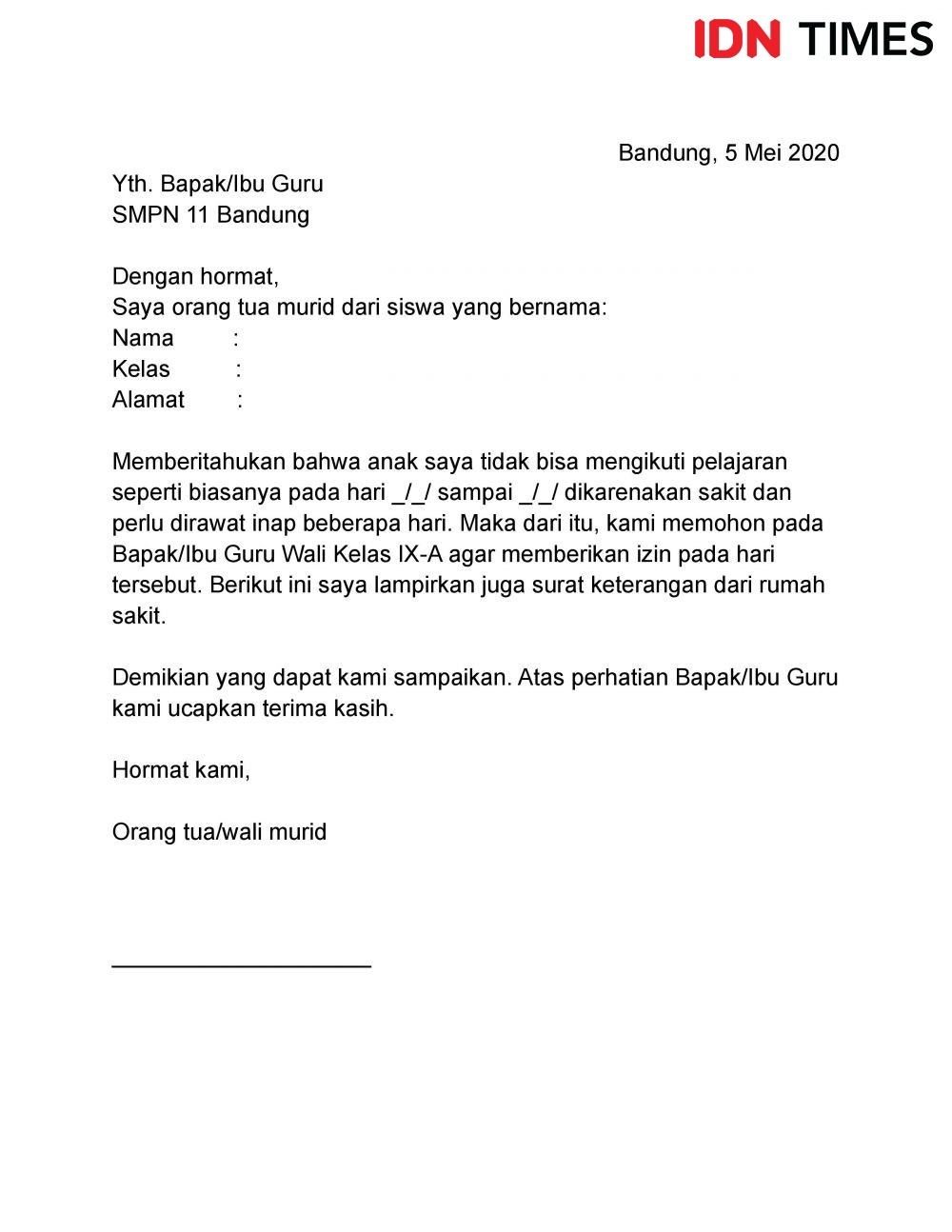 10 Contoh Surat Izin Sakit Kerja Sekolah Dan Kuliah 