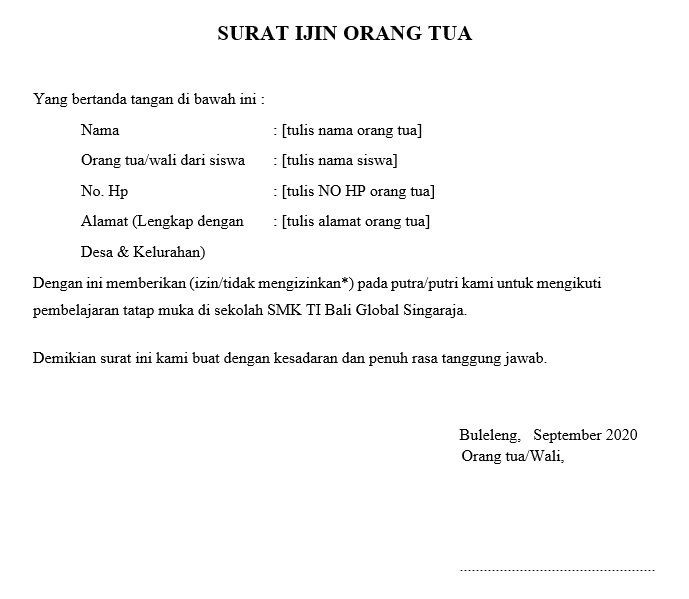 7 Contoh Surat Izin Orangtua untuk Kegiatan Anak