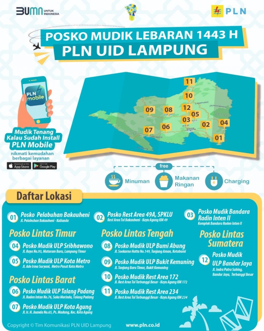 12 Titik Posko Mudik PLN Lampung, Banyak Fasilitas Gratis!