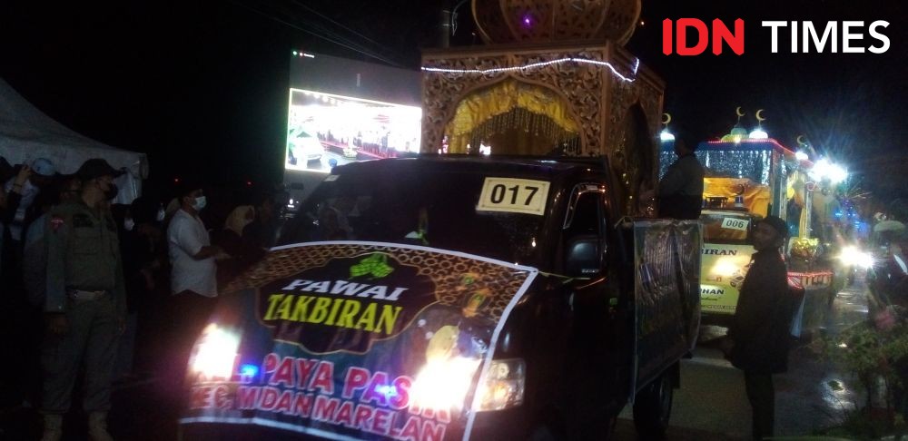 Meriahnya Malam Takbiran di Medan, Ada Pawai Kendaraan Hias