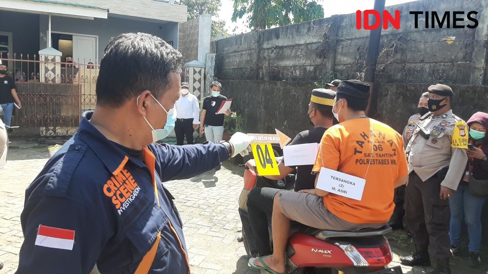 Adegan Telur Santet di Rekonstruksi Pembunuhan Pegawai Dishub Makassar