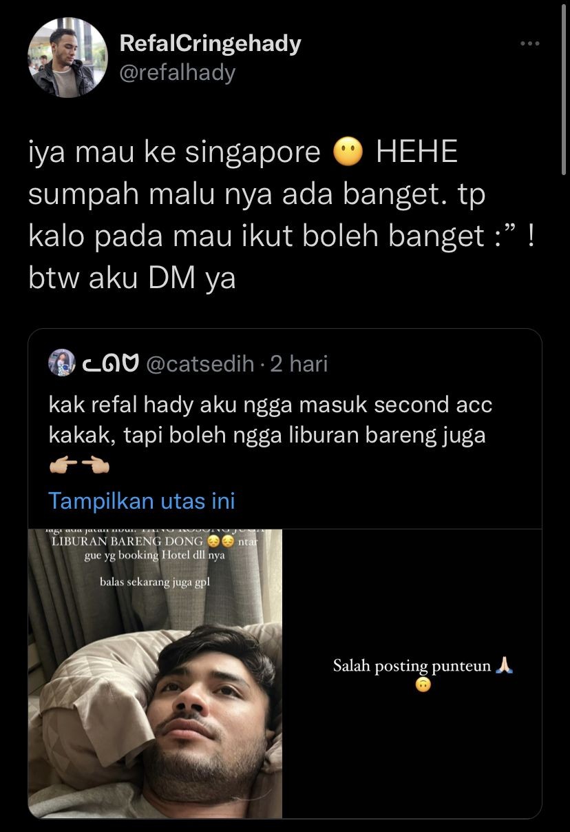 Imbas Salah Posting, Refal Hady Ajak Fansnya Liburan Bareng Beneran